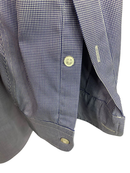 Large (16.5-33) Jos A Bank Mens Tailored Fit Button Down Shirt Blue White Microcheck