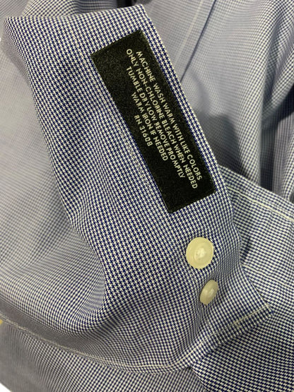 Large (16.5-33) Jos A Bank Mens Tailored Fit Button Down Shirt Blue White Microcheck