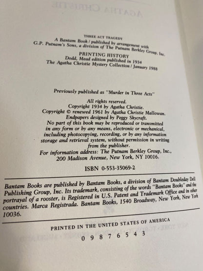 Agatha Christie Mystery Collection Bantam Leatherette Three Act Tragedy 1980s