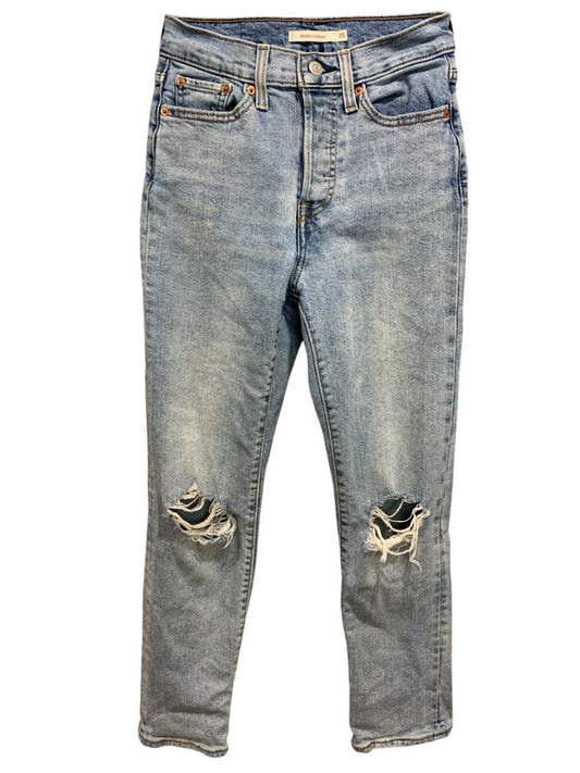 Size 25 Levis Wedgie Straight Leg Womens Distressed Jeans Buttonfly