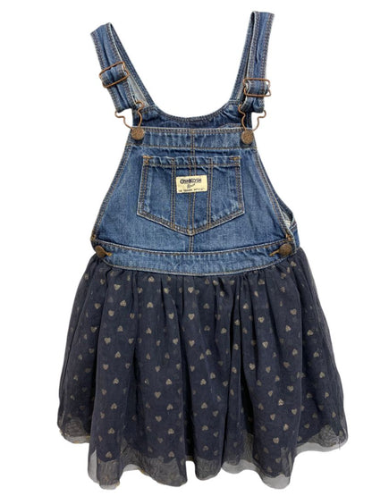 Size 5T OshKosh B'Gosh Girls Tutu Overall Dress Sparkle Heart