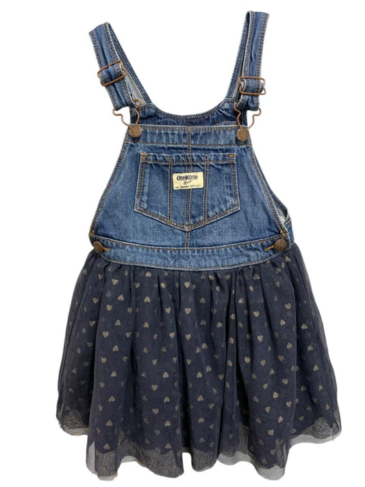 Size 5T OshKosh B'Gosh Girls Tutu Overall Dress Sparkle Heart