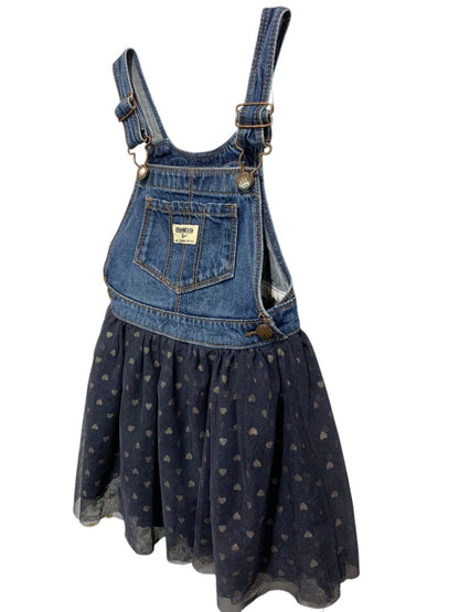 Size 5T OshKosh B'Gosh Girls Tutu Overall Dress Sparkle Heart