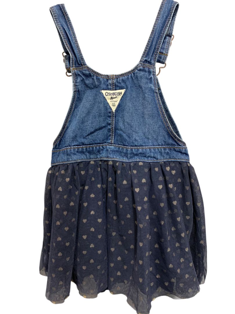 Size 5T OshKosh B'Gosh Girls Tutu Overall Dress Sparkle Heart