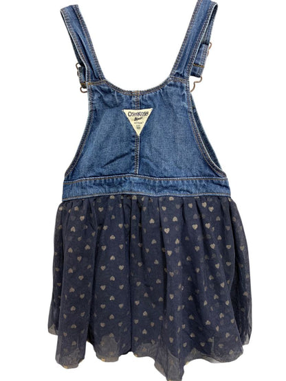 Size 5T OshKosh B'Gosh Girls Tutu Overall Dress Sparkle Heart