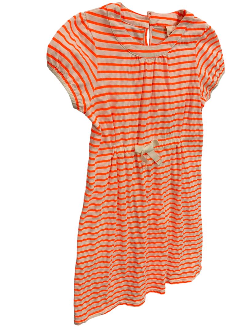 7-8 Years Mini Boden Girls Striped Neon White Striped Knit Dress