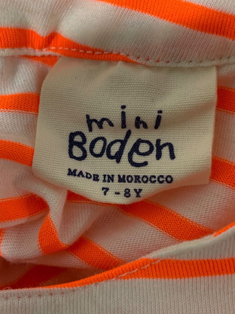 7-8 Years Mini Boden Girls Striped Neon White Striped Knit Dress