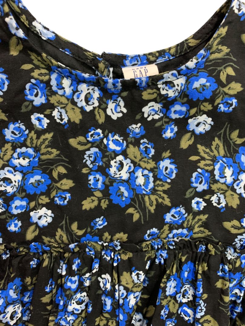 4T Baby Gap Toddler Floral Puff Sleeve Dress Blue Cotton