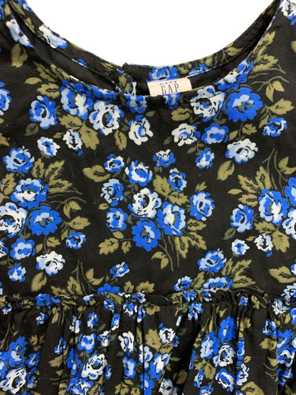 4T Baby Gap Toddler Floral Puff Sleeve Dress Blue Cotton