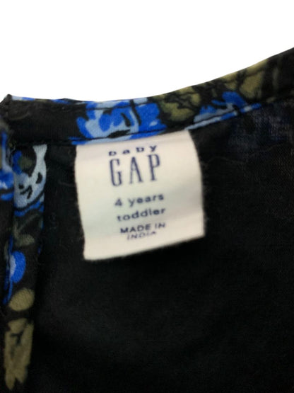 4T Baby Gap Toddler Floral Puff Sleeve Dress Blue Cotton