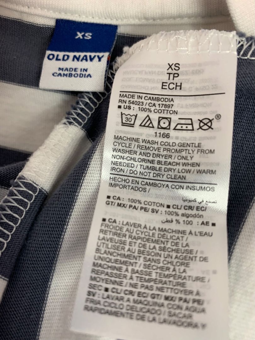 Size XS Old Navy Striped Tshirt Dress Short Sleeve Gray White