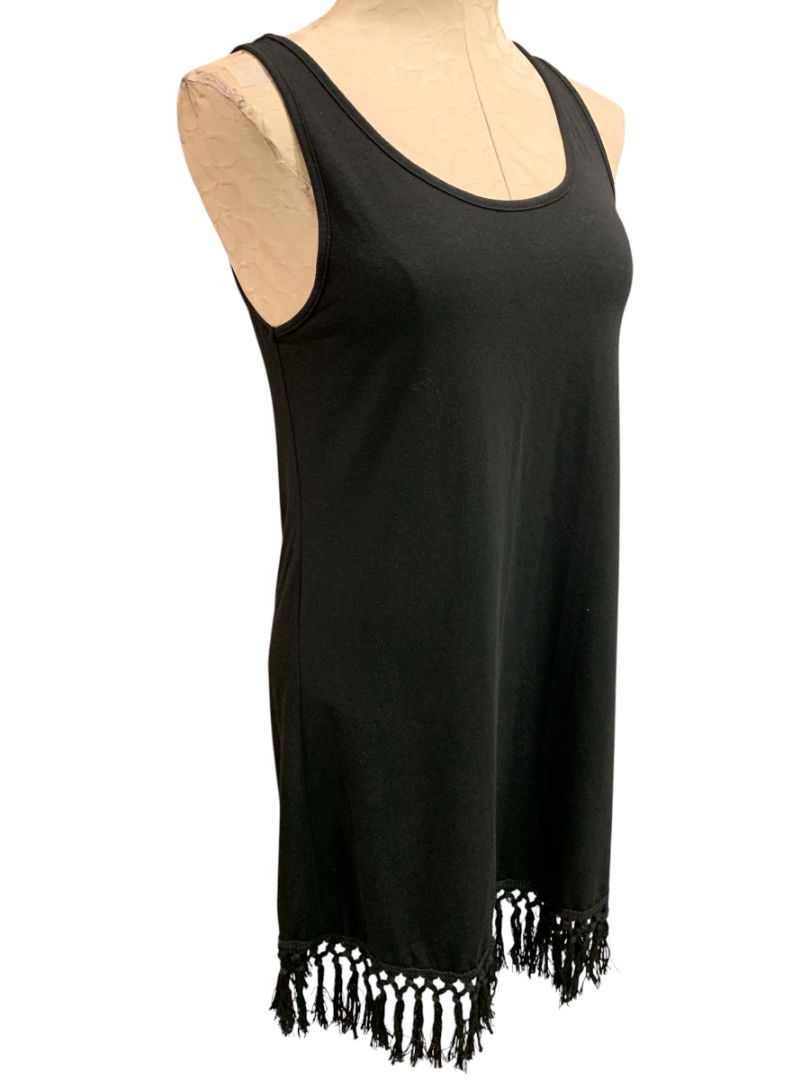 Small Cupshe Womens Swim Coverup Dress Fringed Hem Black