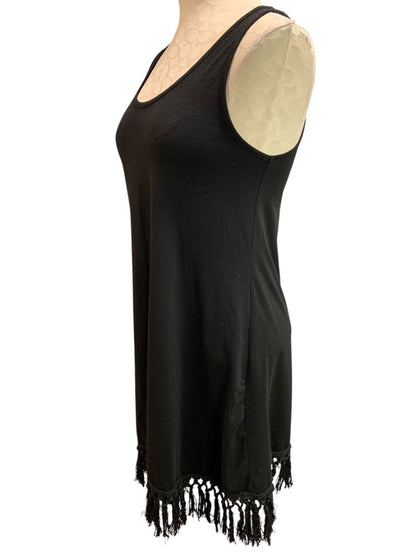 Small Cupshe Womens Swim Coverup Dress Fringed Hem Black