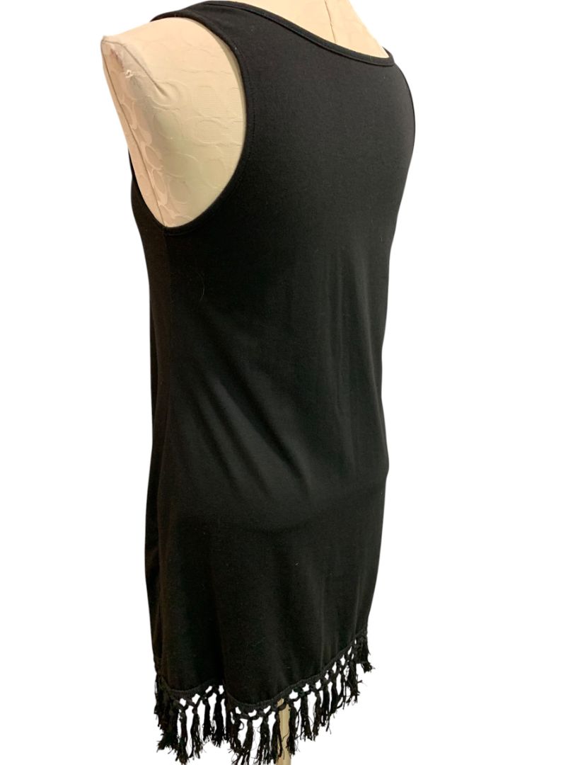 Small Cupshe Womens Swim Coverup Dress Fringed Hem Black