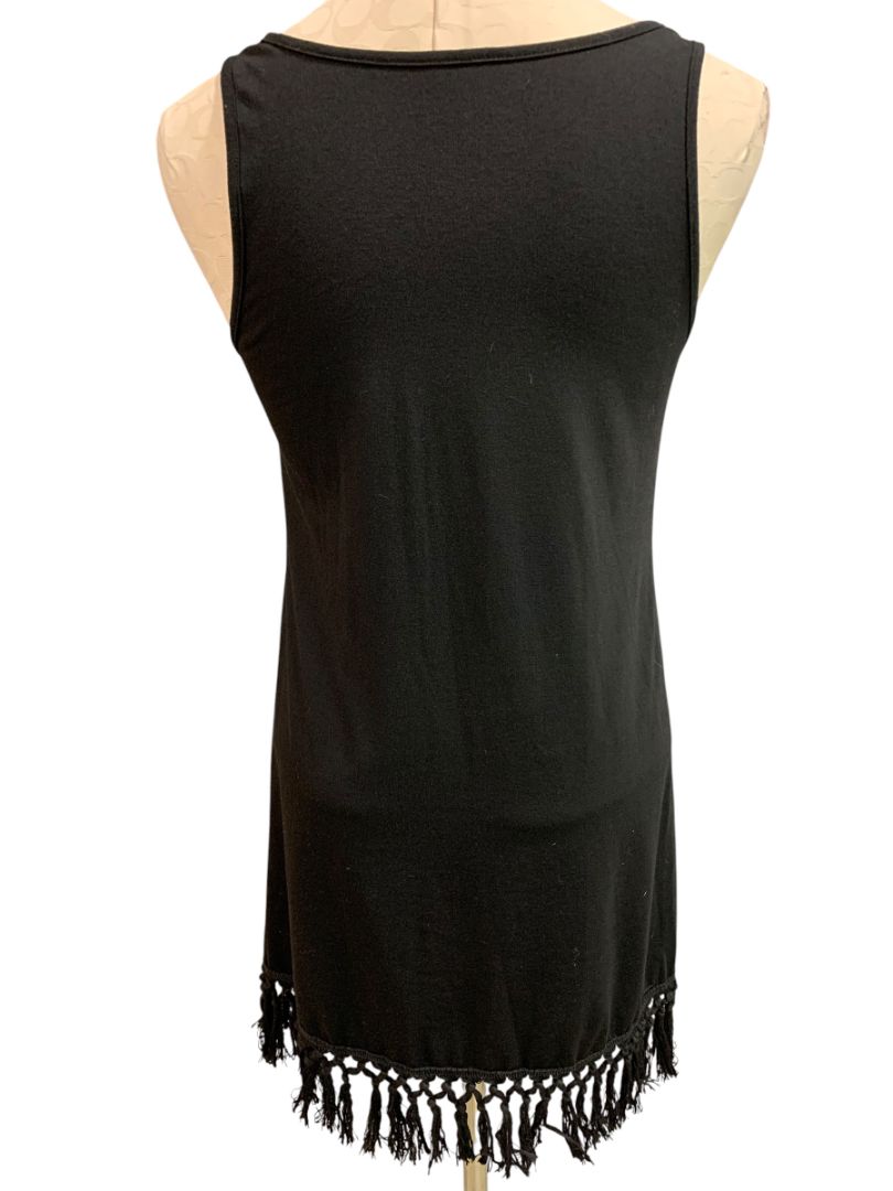 Small Cupshe Womens Swim Coverup Dress Fringed Hem Black