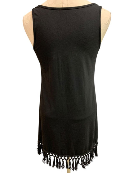 Small Cupshe Womens Swim Coverup Dress Fringed Hem Black