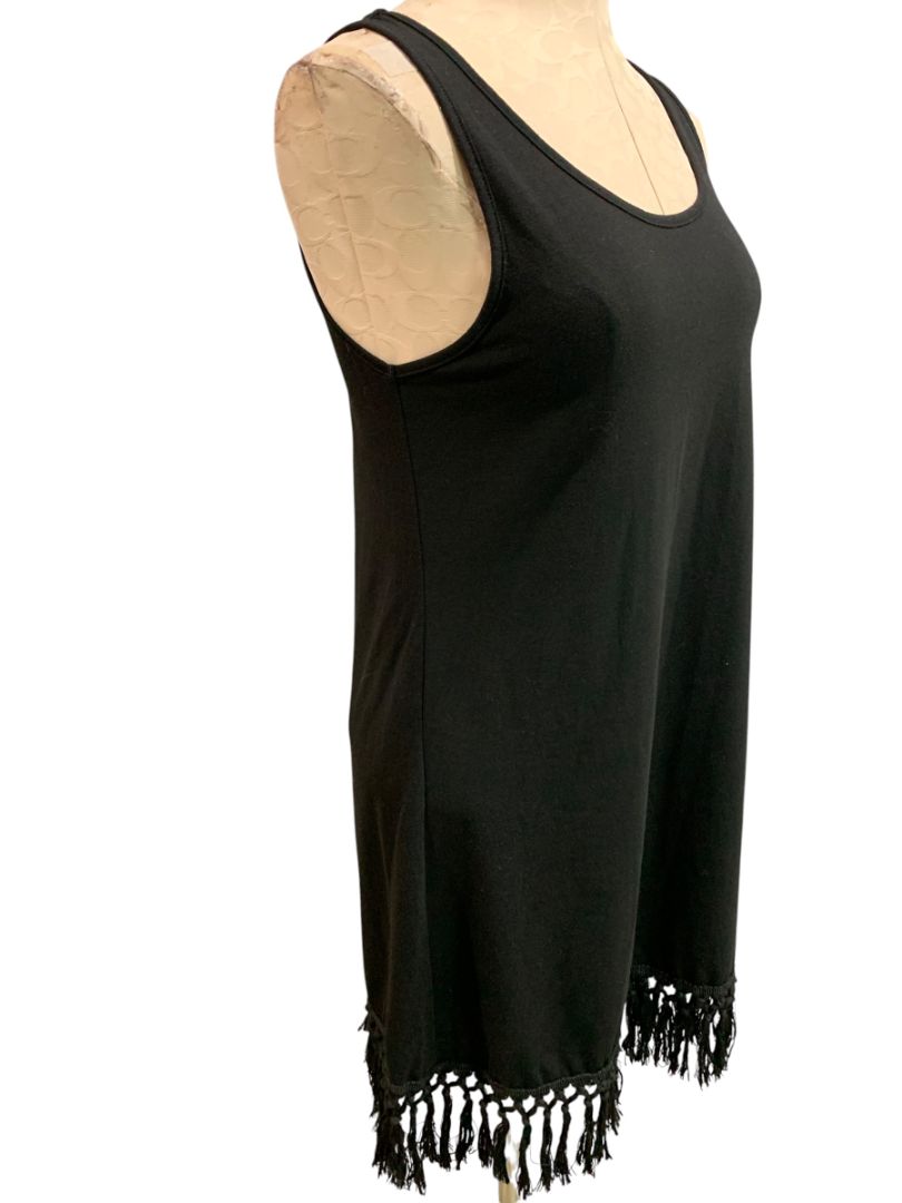 Small Cupshe Womens Swim Coverup Dress Fringed Hem Black