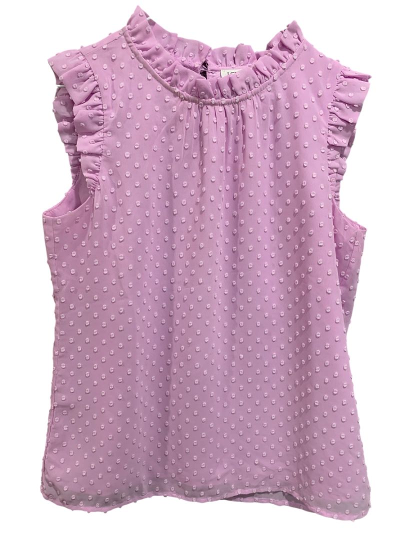 Size XXS J.Crew Womens Lilac Swiss Dot Sleeveless Shirt Tank Ruffle Neck