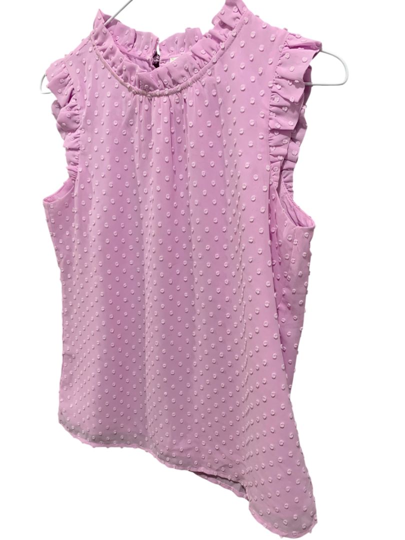 Size XXS J.Crew Womens Lilac Swiss Dot Sleeveless Shirt Tank Ruffle Neck