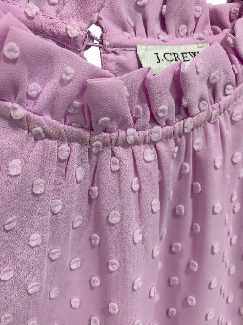 Size XXS J.Crew Womens Lilac Swiss Dot Sleeveless Shirt Tank Ruffle Neck