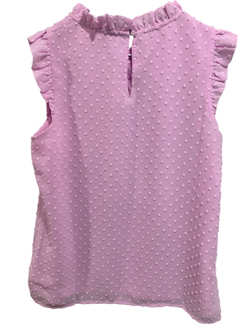Size XXS J.Crew Womens Lilac Swiss Dot Sleeveless Shirt Tank Ruffle Neck