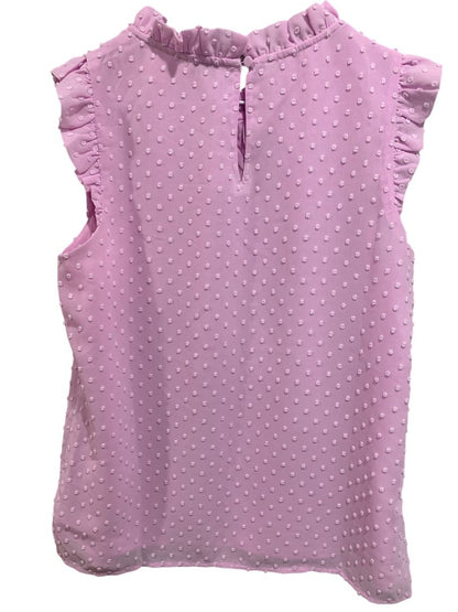 Size XXS J.Crew Womens Lilac Swiss Dot Sleeveless Shirt Tank Ruffle Neck