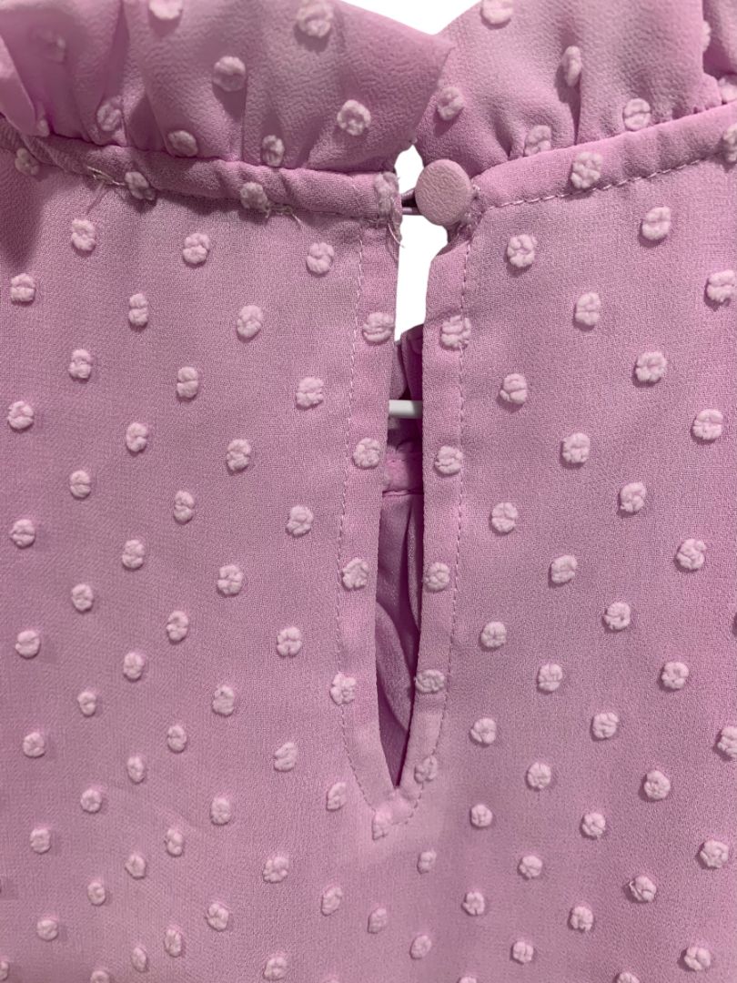 Size XXS J.Crew Womens Lilac Swiss Dot Sleeveless Shirt Tank Ruffle Neck