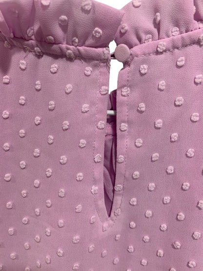 Size XXS J.Crew Womens Lilac Swiss Dot Sleeveless Shirt Tank Ruffle Neck