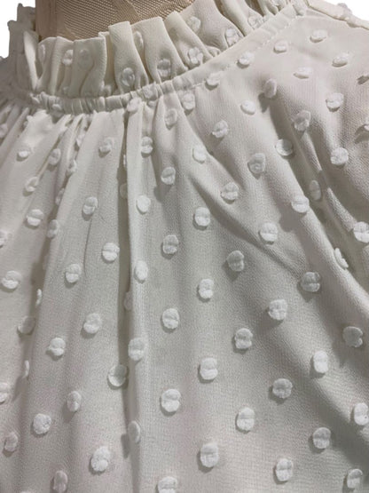 Size XS J.Crew Womens Ivory Swiss Dot Sleeveless Shirt Tank Ruffle Neck