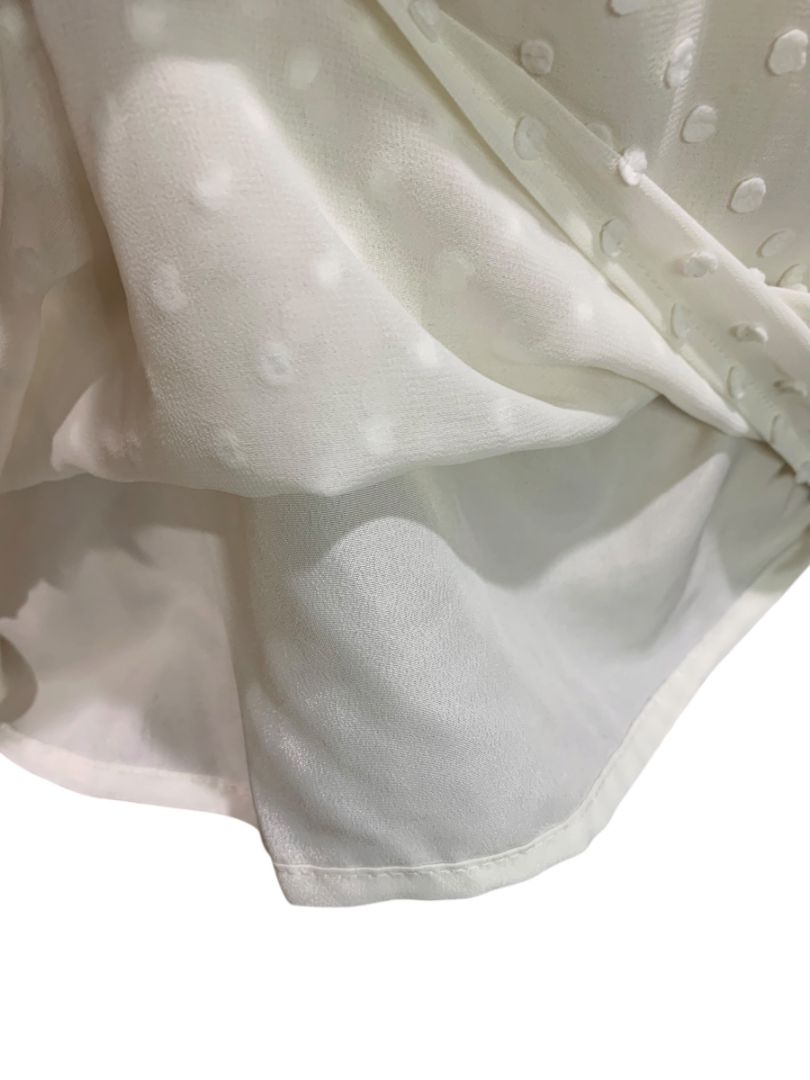 Size XS J.Crew Womens Ivory Swiss Dot Sleeveless Shirt Tank Ruffle Neck