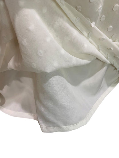 Size XS J.Crew Womens Ivory Swiss Dot Sleeveless Shirt Tank Ruffle Neck