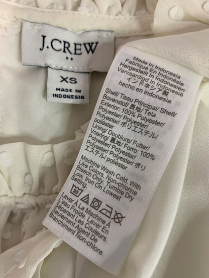 Size XS J.Crew Womens Ivory Swiss Dot Sleeveless Shirt Tank Ruffle Neck