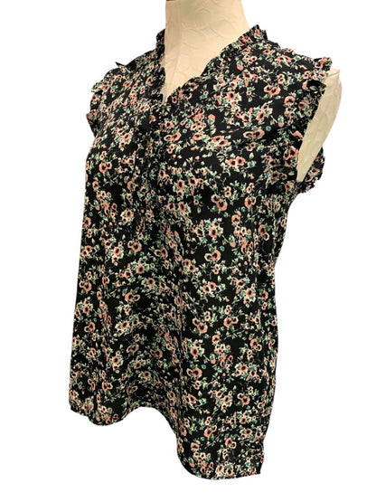Size XS Everleigh Womens Black Floral Blouse Shirt Sleeveless