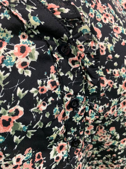 Size XS Everleigh Womens Black Floral Blouse Shirt Sleeveless