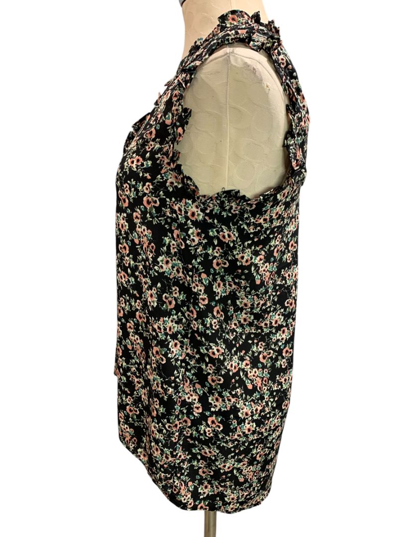 Size XS Everleigh Womens Black Floral Blouse Shirt Sleeveless