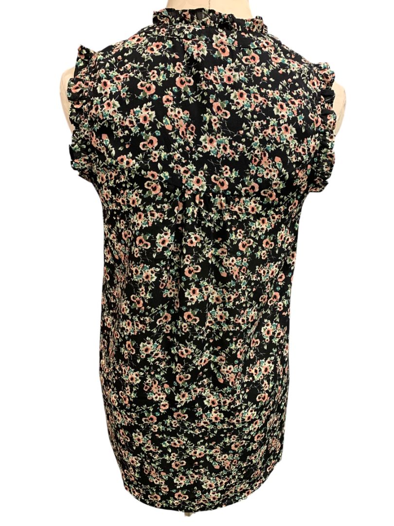 Size XS Everleigh Womens Black Floral Blouse Shirt Sleeveless