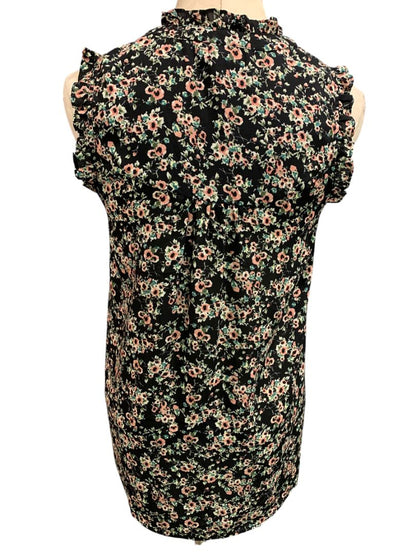 Size XS Everleigh Womens Black Floral Blouse Shirt Sleeveless
