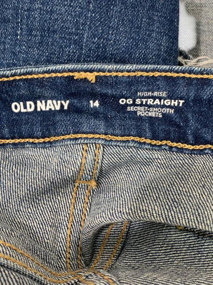 Size 14 Old Navy High-Rise OG Straight Womens Jean Shorts Cut Off Denim