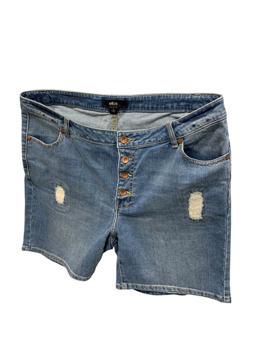 Size 16 ellos Womens Buttonfly Distressed Jean Shorts Denim