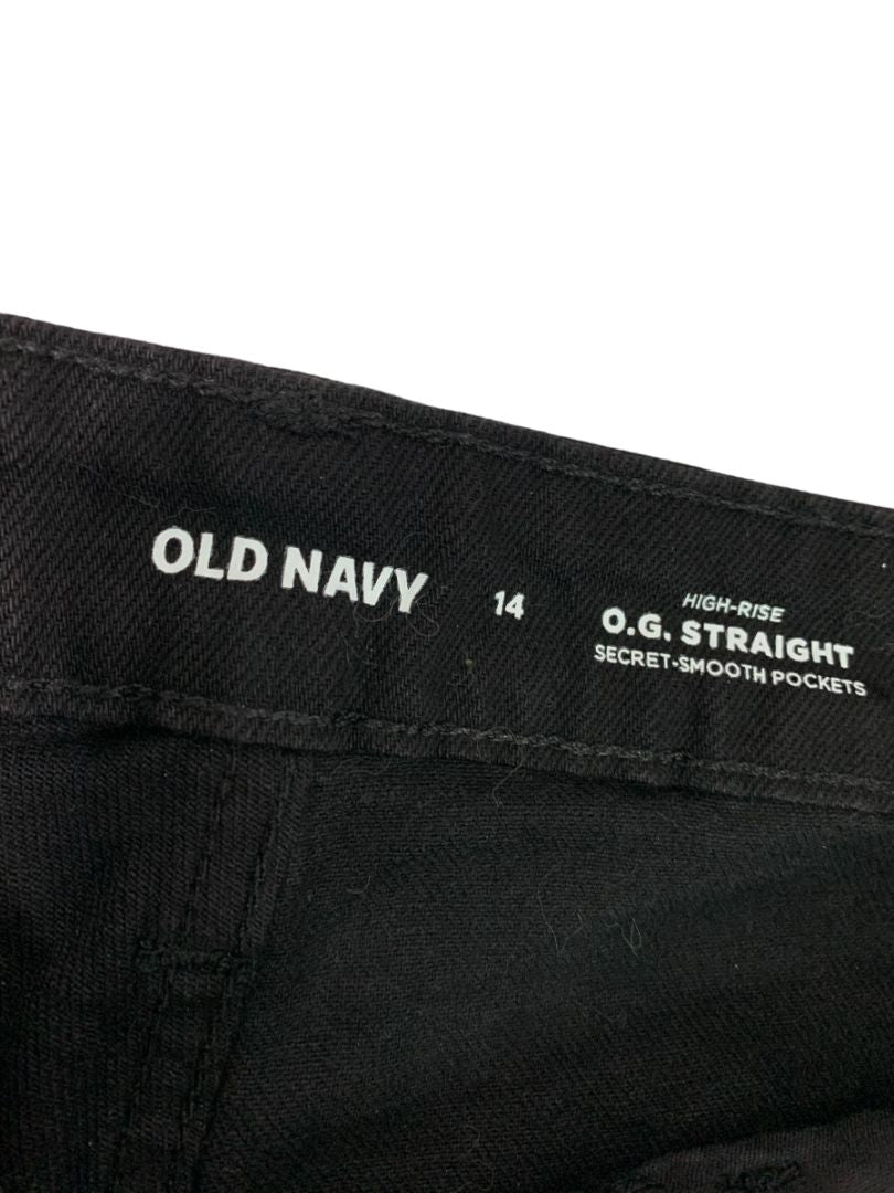 Size 14 Old Navy Womens Black Jean Shorts High-Rise O.G. Straight
