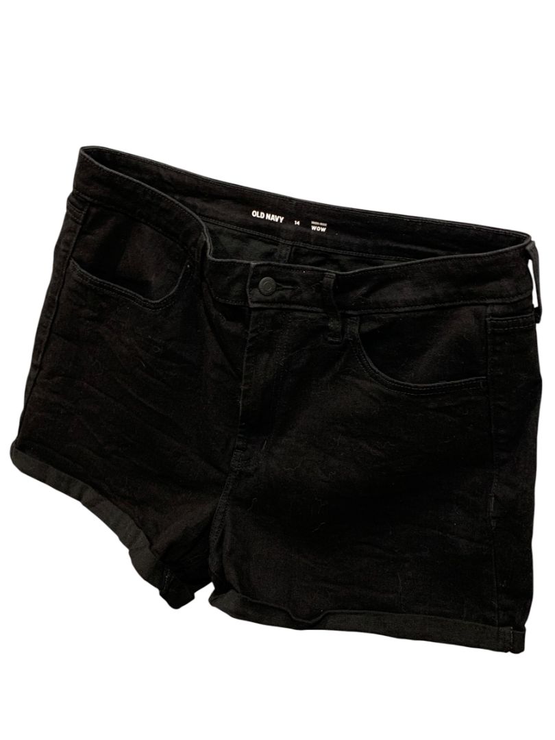 Size 14 Old Navy Womens Black Jean Shorts High-Rise Wow Denim