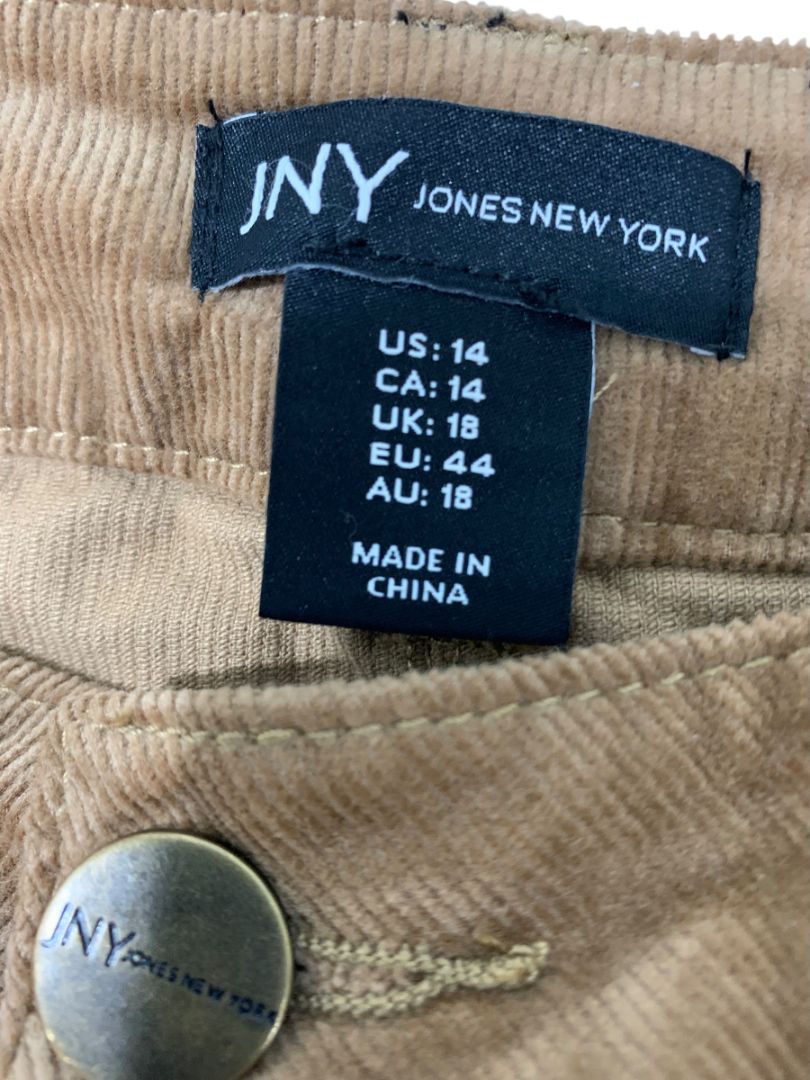 Size 14 Jones New York Womens Brown Corduroy Pants Straight Leg