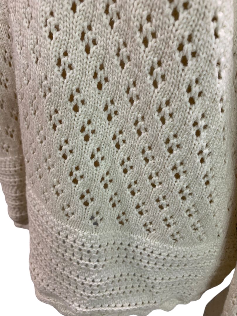Large Gap Womens Cream Loose Knit Sweater Scalloped Hem Cotton