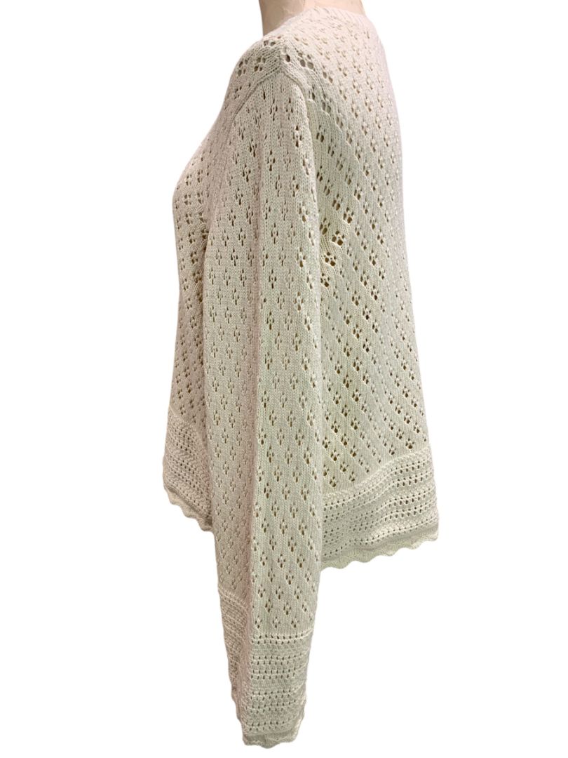 Large Gap Womens Cream Loose Knit Sweater Scalloped Hem Cotton