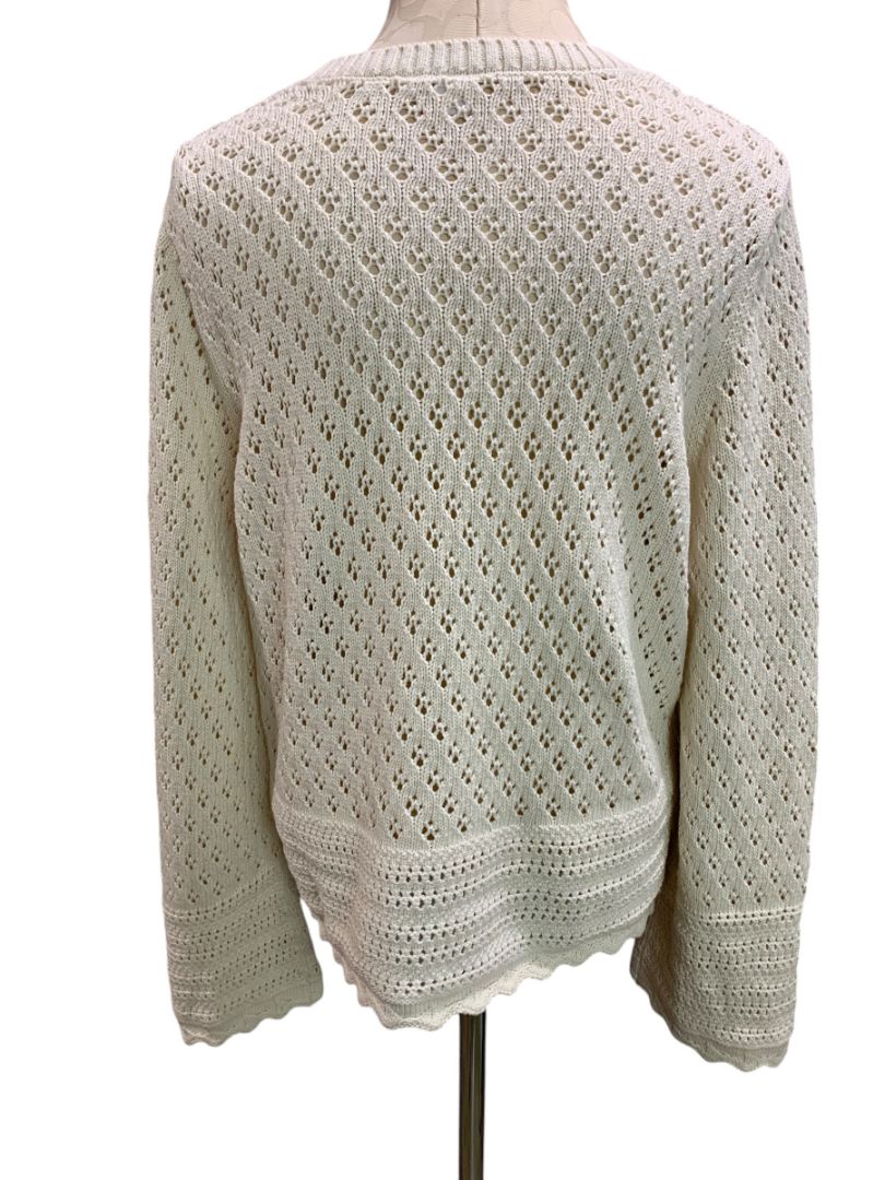 Large Gap Womens Cream Loose Knit Sweater Scalloped Hem Cotton