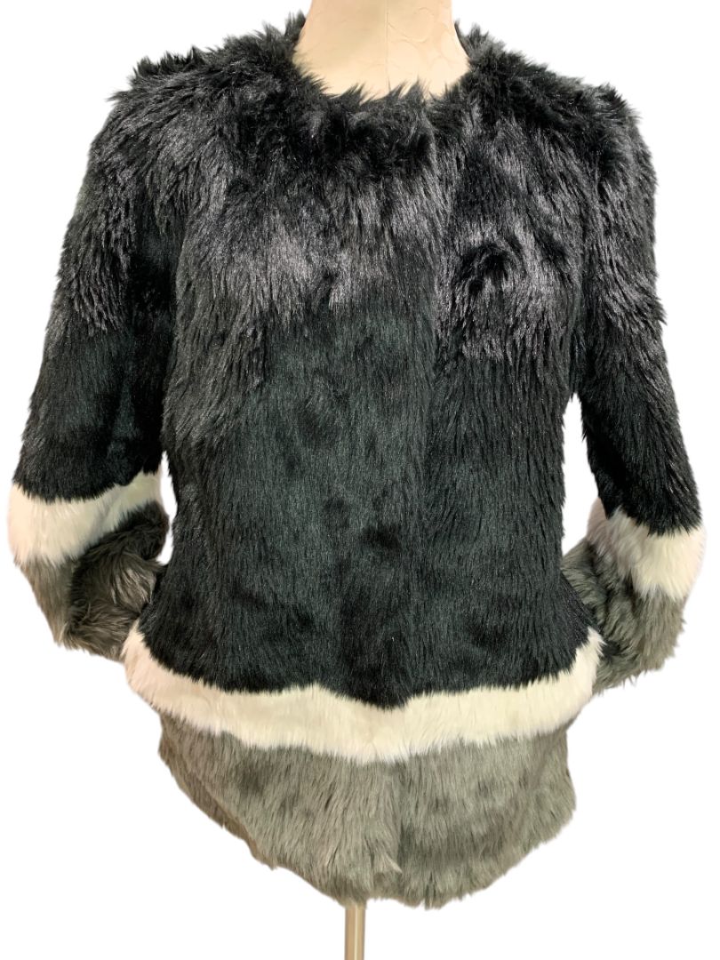 Small Forever 21 Womens Color Block Plush Coat Faux Fur