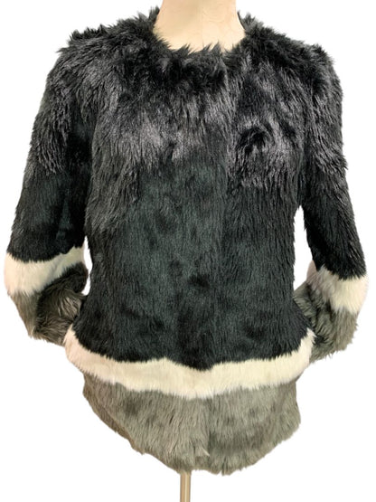 Small Forever 21 Womens Color Block Plush Coat Faux Fur