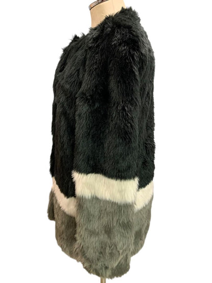 Small Forever 21 Womens Color Block Plush Coat Faux Fur