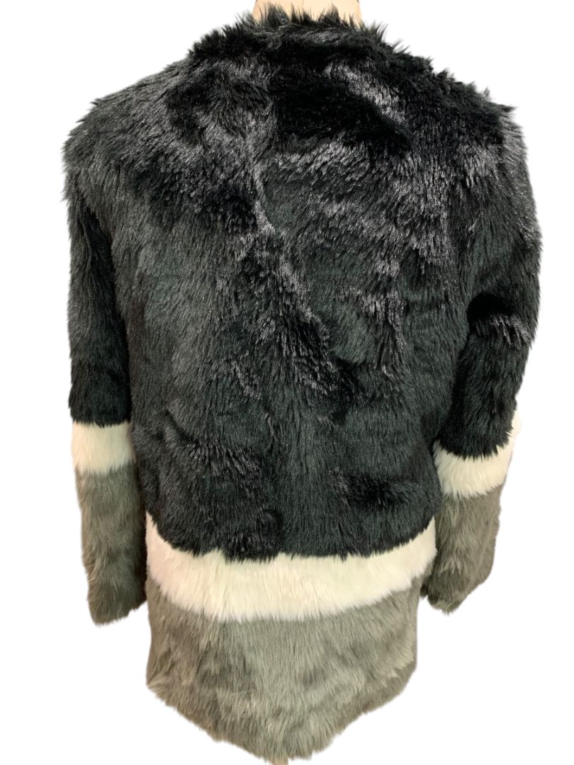 Small Forever 21 Womens Color Block Plush Coat Faux Fur
