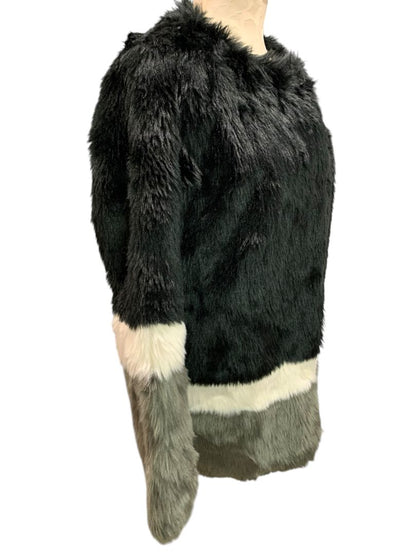 Small Forever 21 Womens Color Block Plush Coat Faux Fur